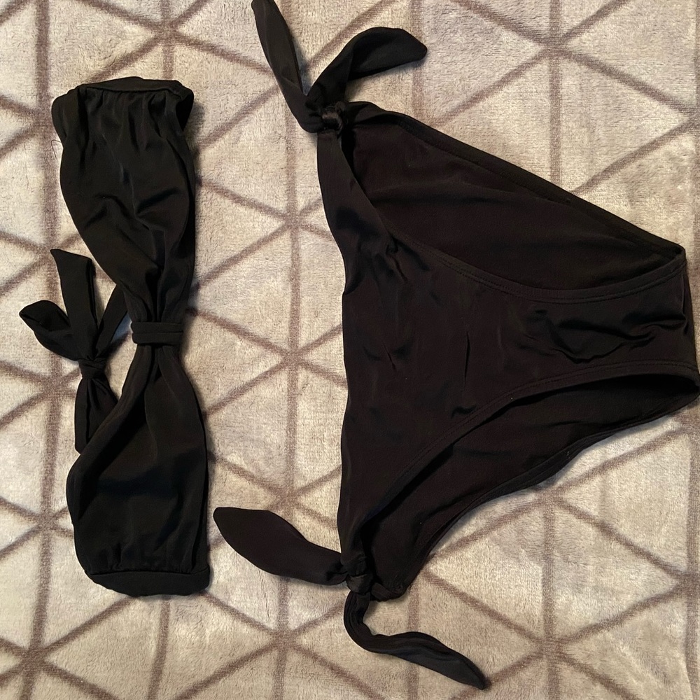 Black, tie bikini 2 piece set